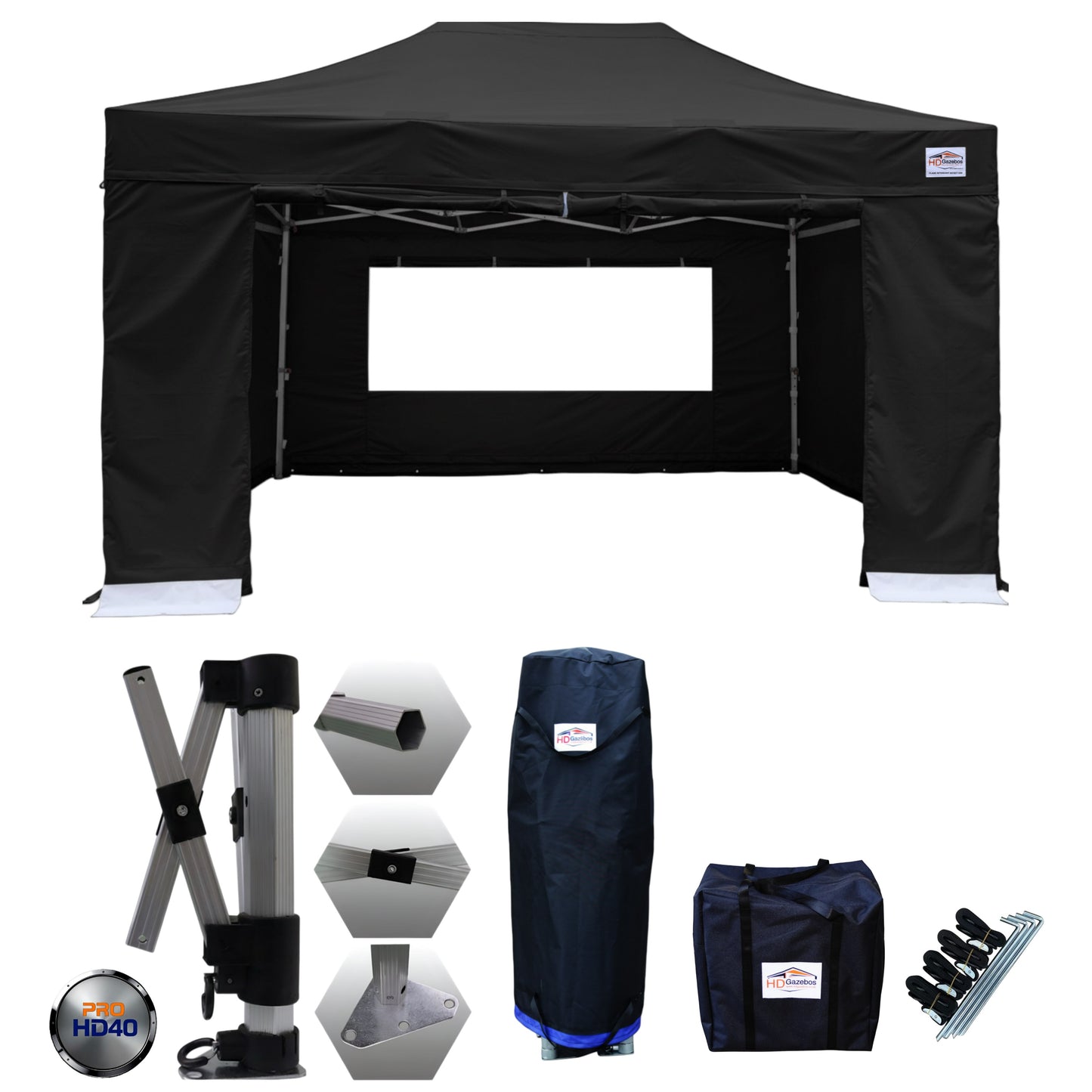 3m x 4.5m Heavy Duty Gazebo PRO HD40 - With Sidewalls