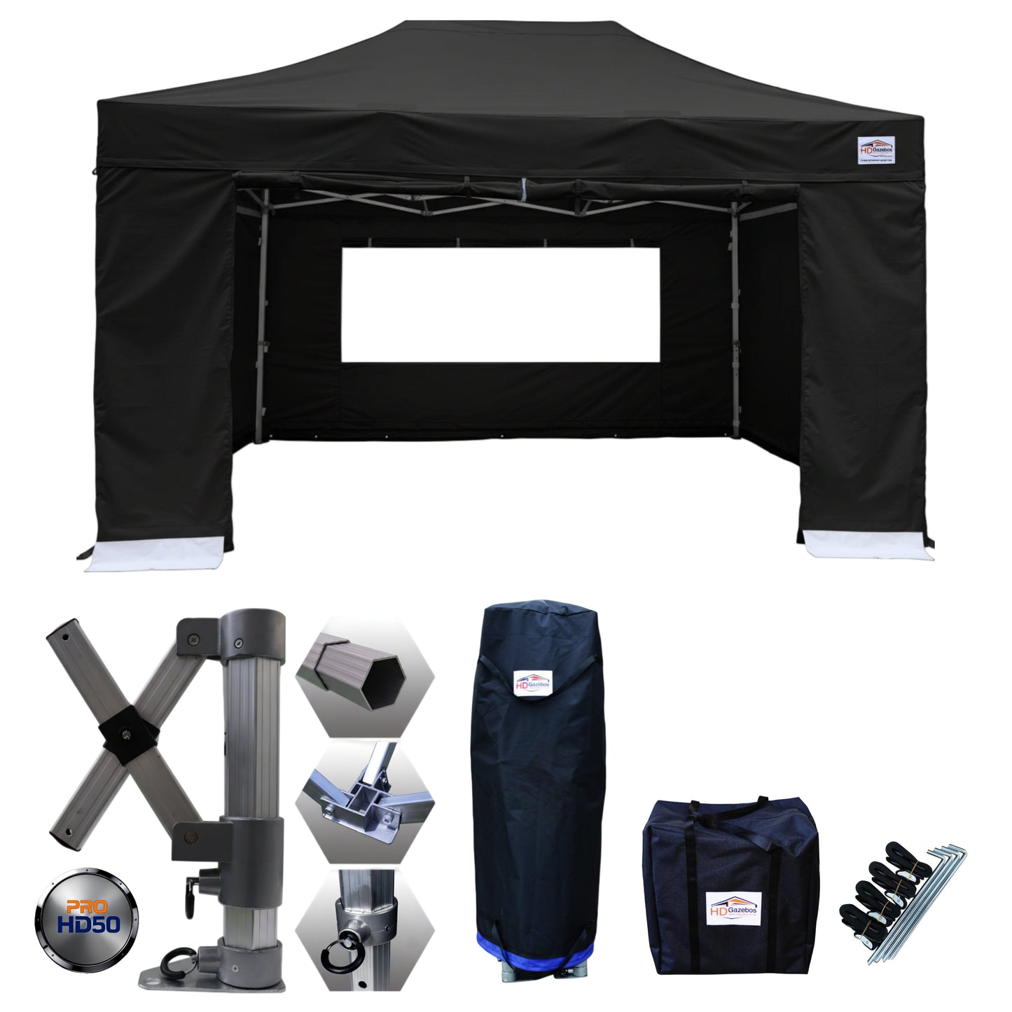 3m x 4.5m Heavy Duty Gazebo PRO HD50 - With Sidewalls