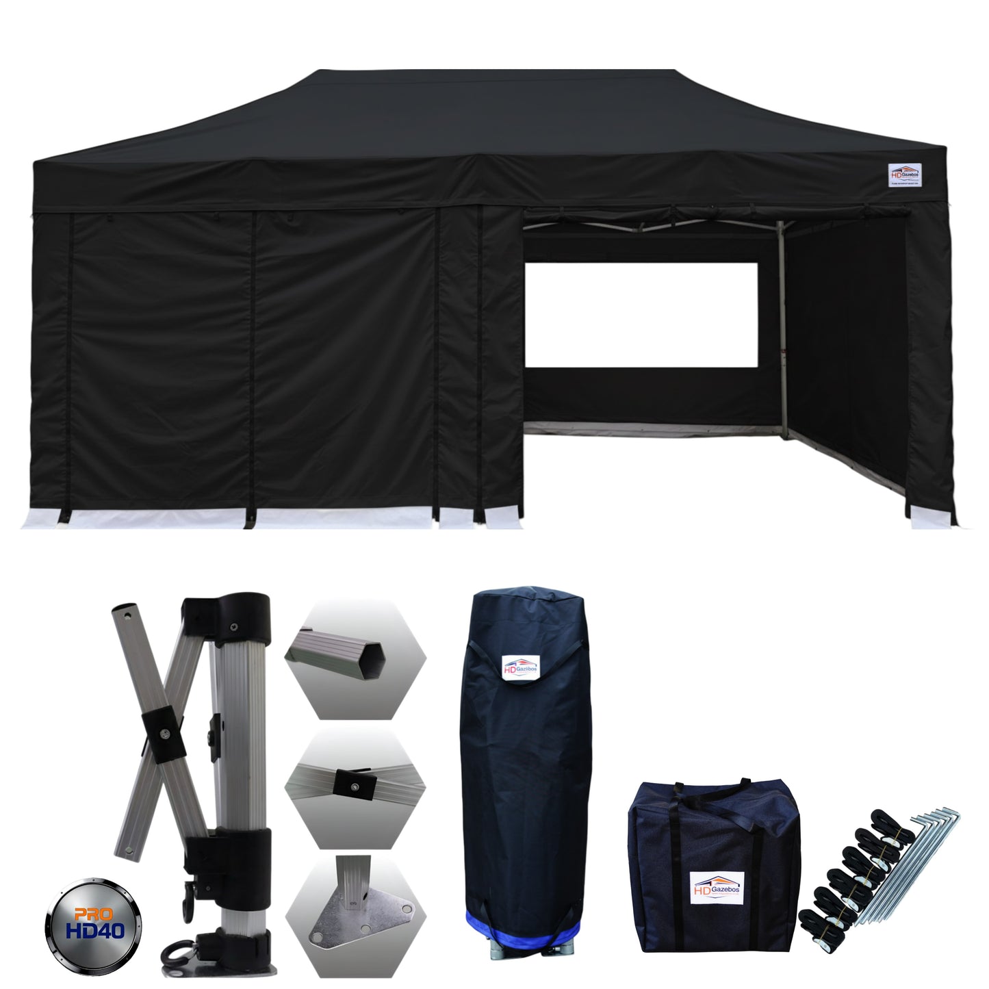 3m x 6m Heavy Duty Gazebo PRO HD40 - With Sidewalls