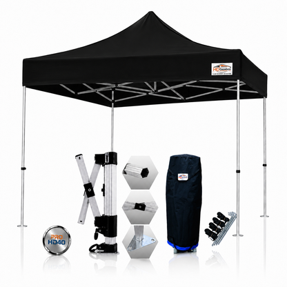 3m x 3m heavy duty gazebo PRO HD40 in black with 40mm aluminium frame