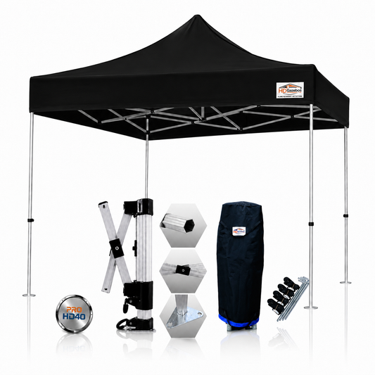 3m x 3m heavy duty gazebo PRO HD40 in black with 40mm aluminium frame
