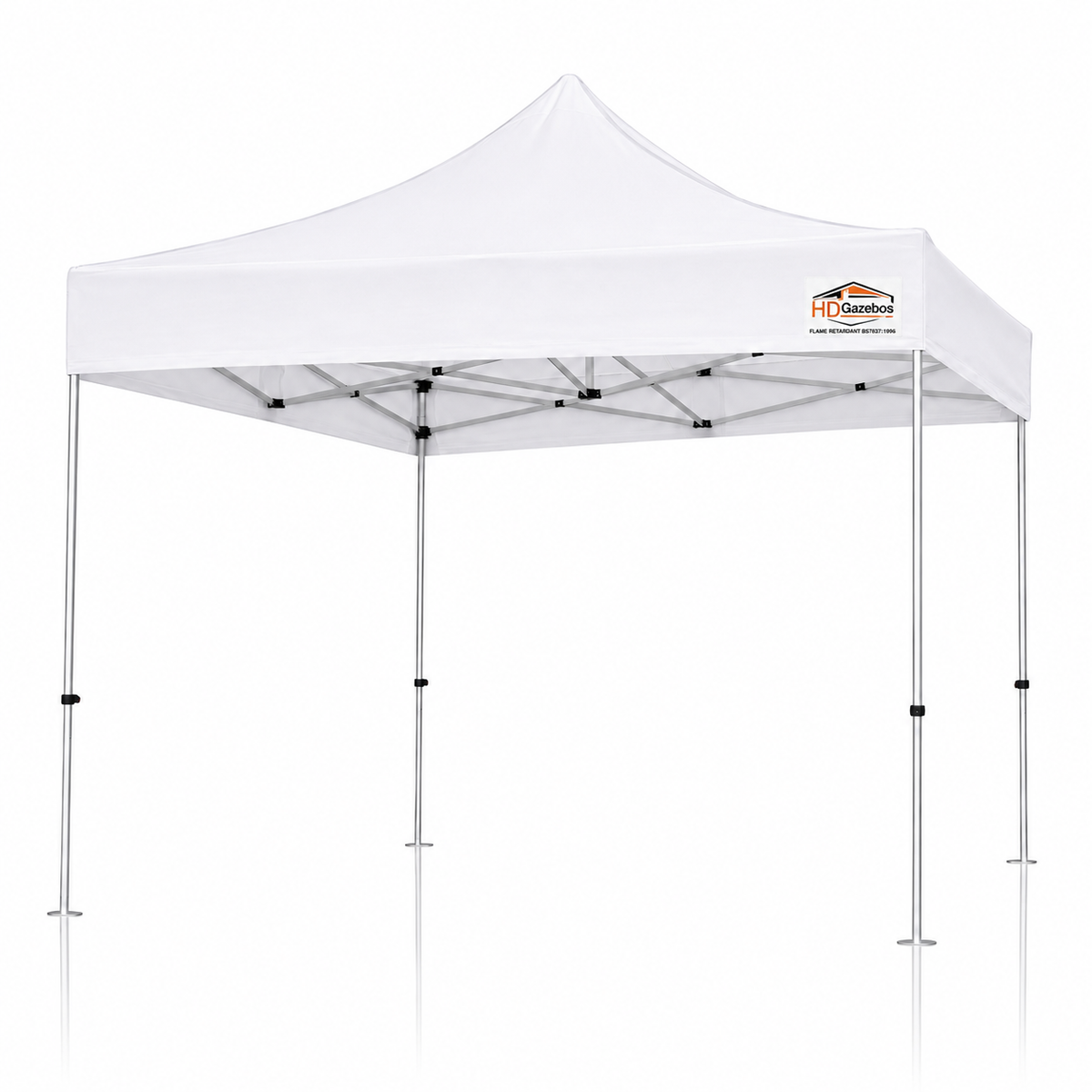 3m x 3m heavy duty gazebo PRO HD40 fully erected in white with 40mm aluminium frame
