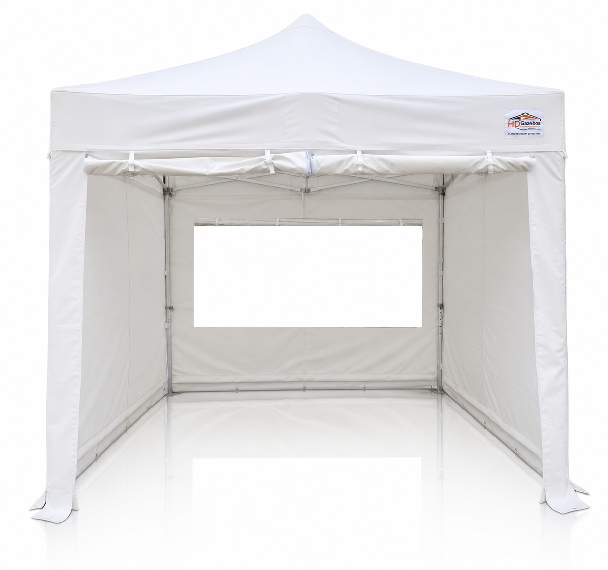 3m x 3m heavy duty gazebo PRO HD50 in white with sidewalls and window panel