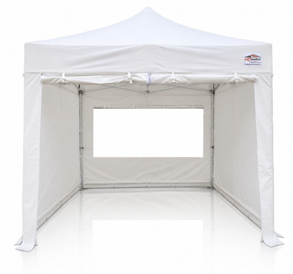 3m x 3m heavy duty gazebo PRO HD50 in white with sidewalls and window panel