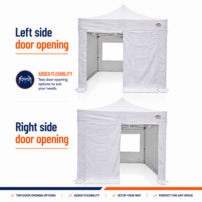 3m x 3m heavy duty gazebo sidewalls showing left and right side door opening options