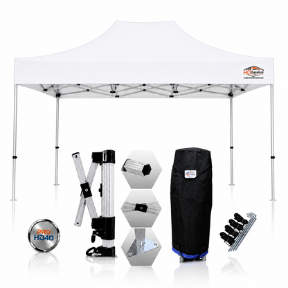3m x 4.5m heavy duty gazebo PRO HD40 in white with included accessories