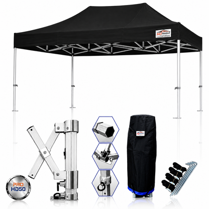 3m x 4.5m heavy duty gazebo PRO HD50 in black with 50mm aluminium frame