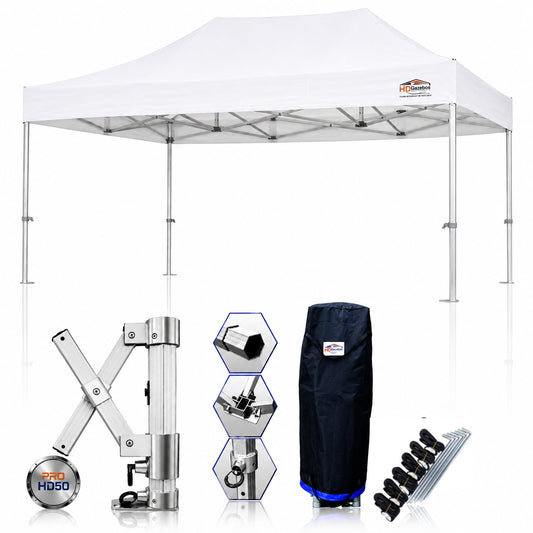 3m x 4.5m heavy duty gazebo PRO HD50 in white with included accessories
