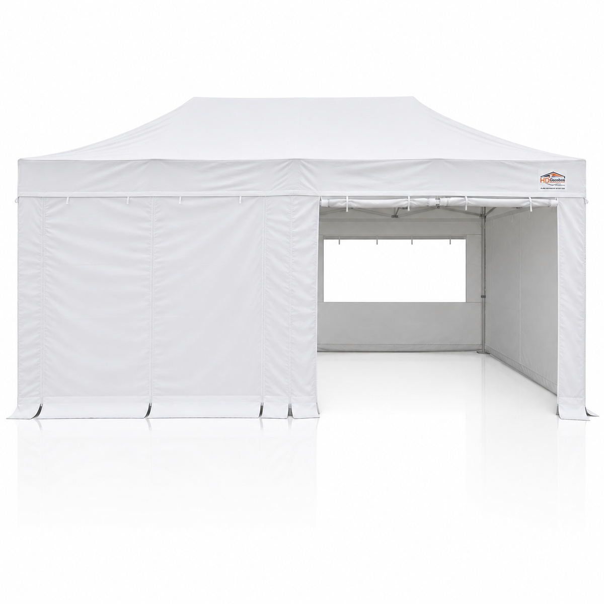 3m x 6m heavy duty gazebo PRO HD40 in white with sidewalls and window panel