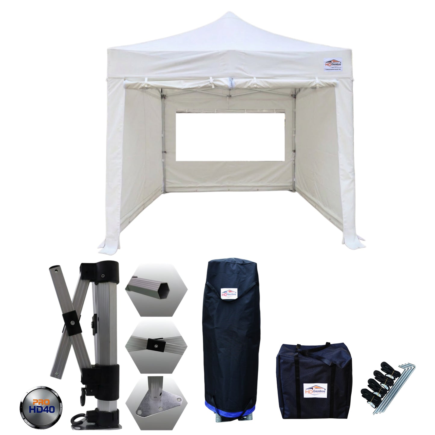 3m x 3m Heavy Duty Gazebo PRO HD40 - With Sidewalls