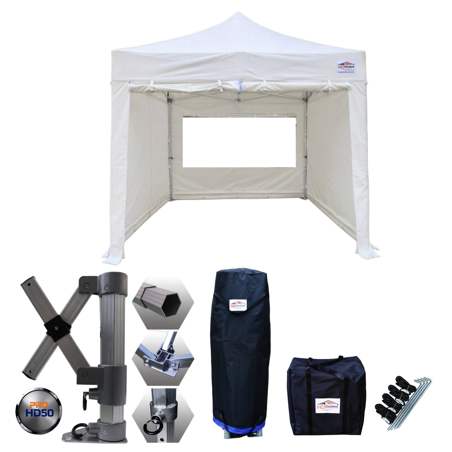 3m x 3m Heavy Duty Gazebo PRO HD50 - With Sidewalls