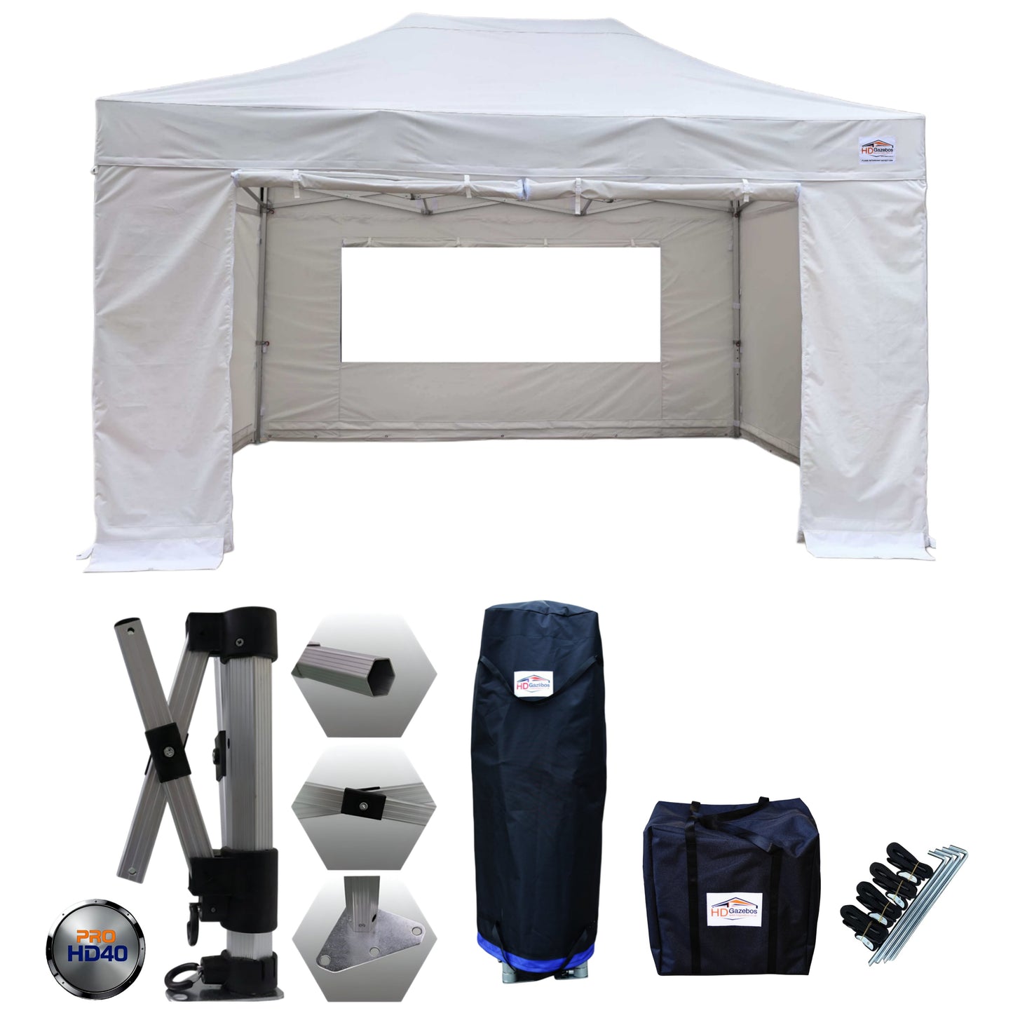 3m x 4.5m Heavy Duty Gazebo PRO HD40 - With Sidewalls