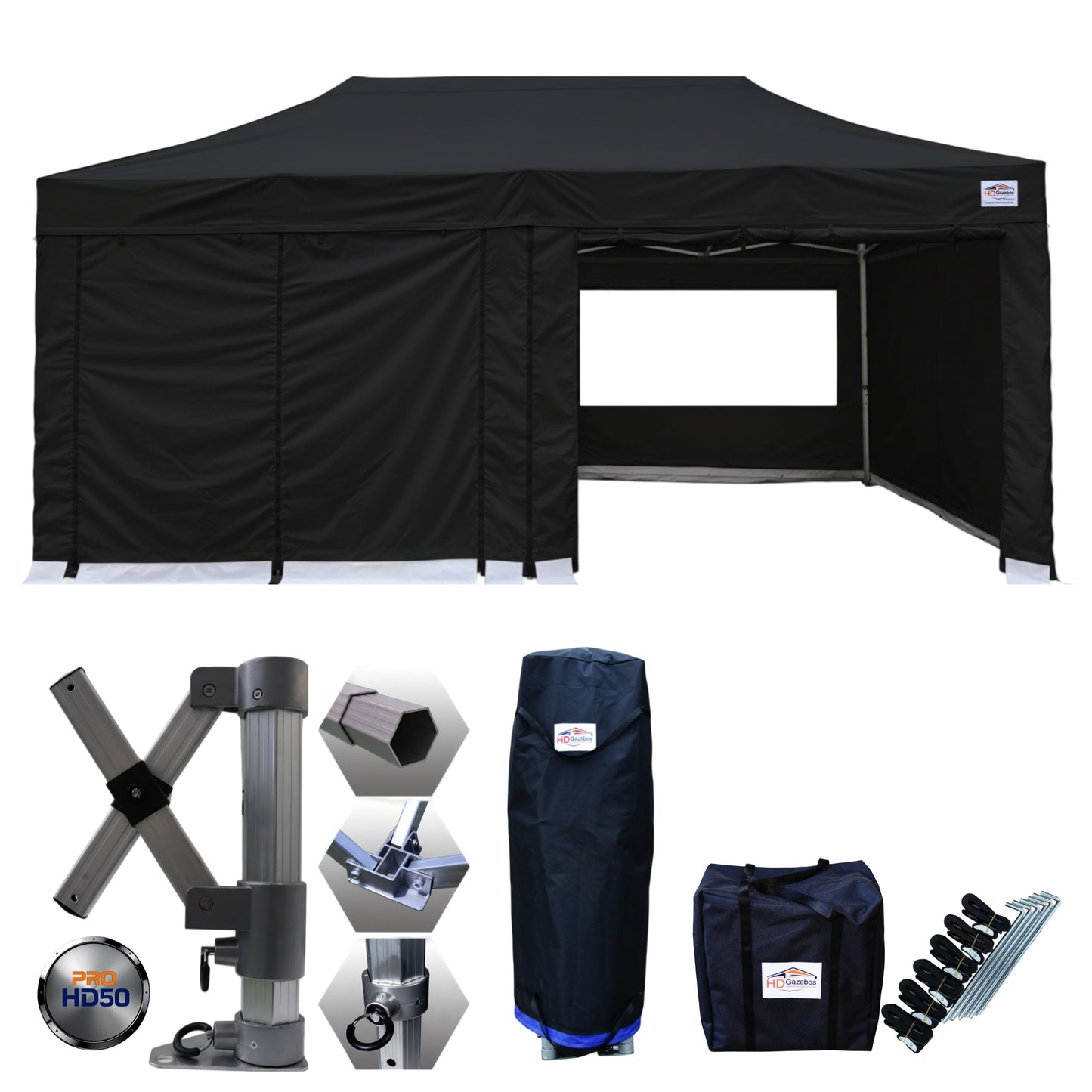 3m x 6m Heavy Duty Gazebo PRO HD50 - With Sidewalls