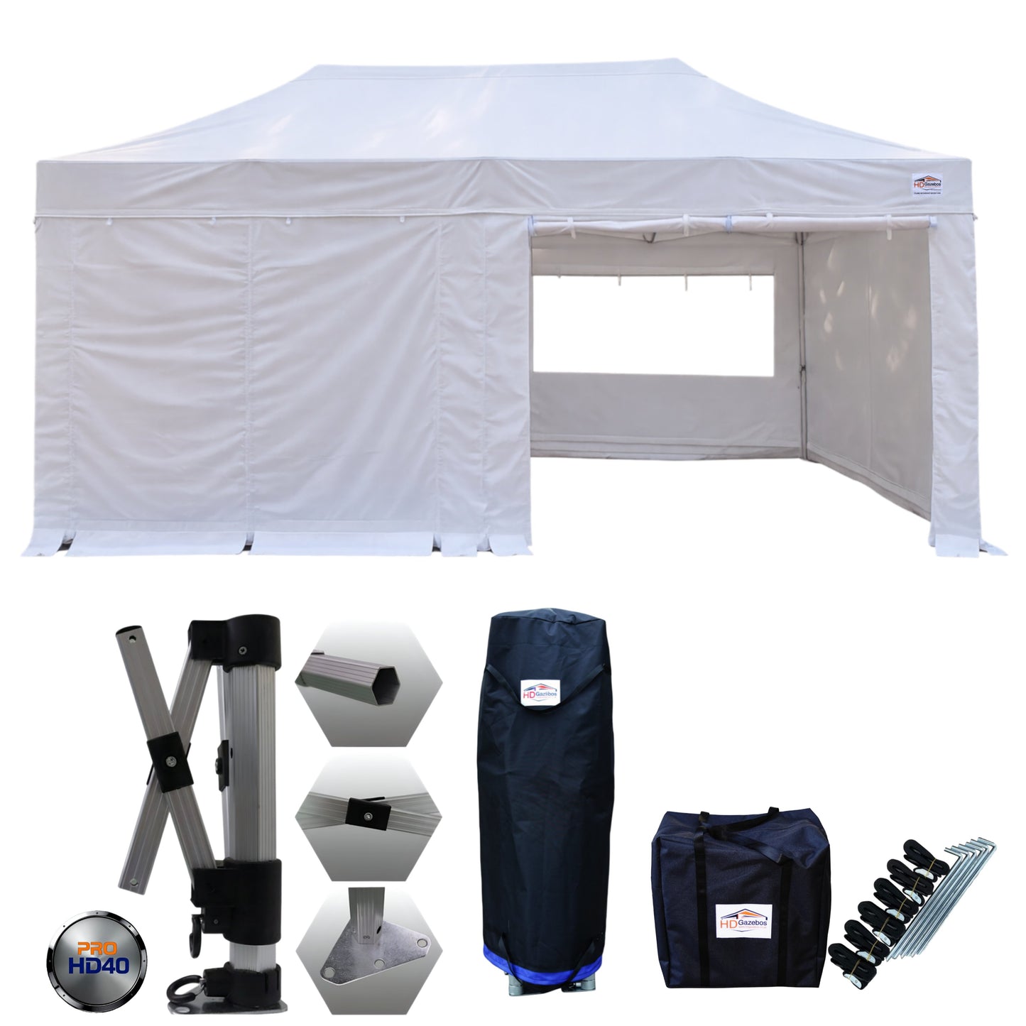 3m x 6m Heavy Duty Gazebo PRO HD40 - With Sidewalls