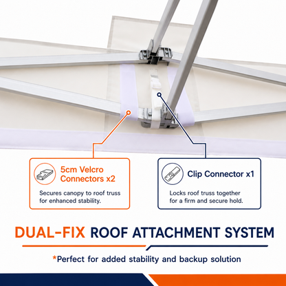 PRO HD50 heavy duty gazebo dual-fix roof attachment system with Velcro and clip connectors